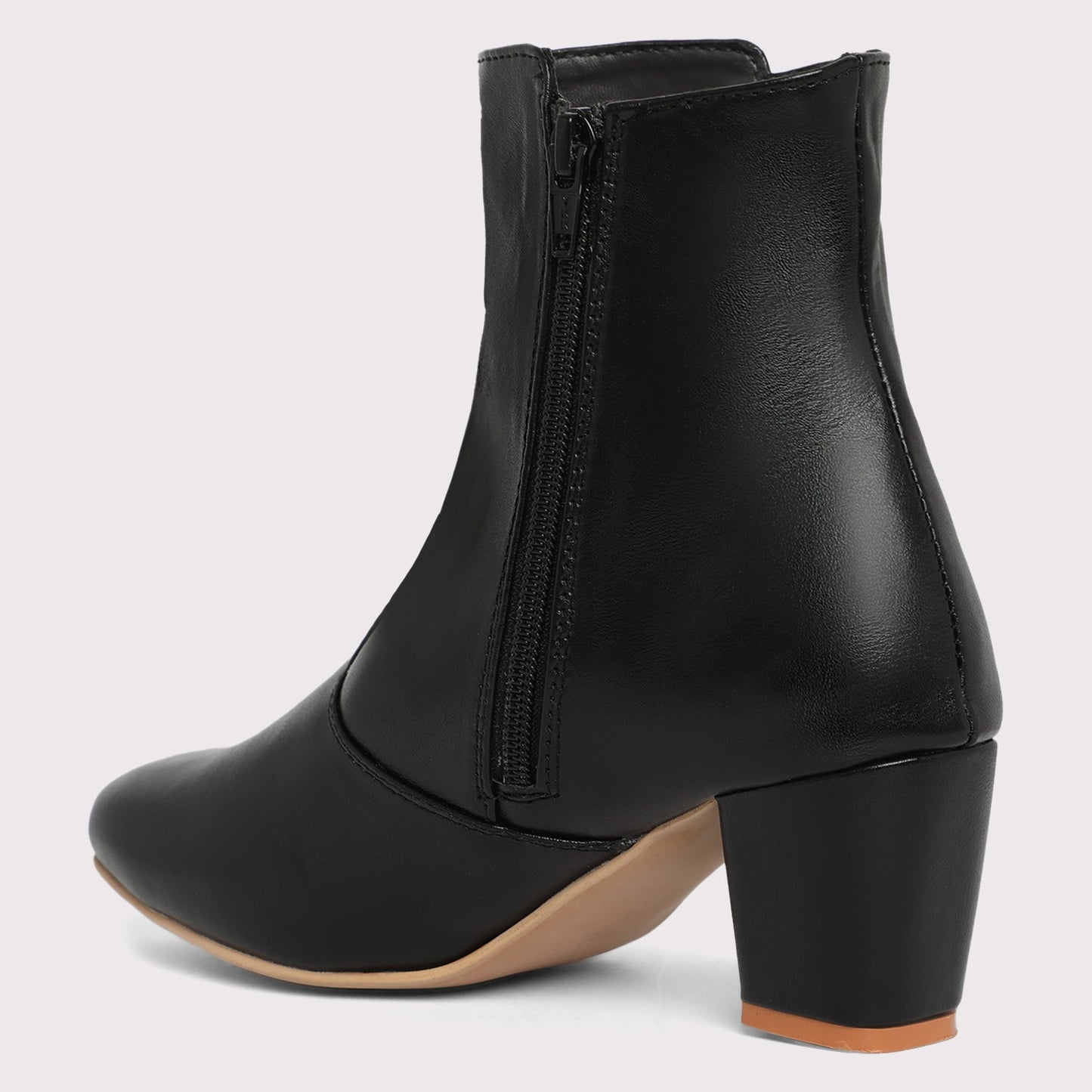 Block Heel Tassel Ankle Boots - Black 